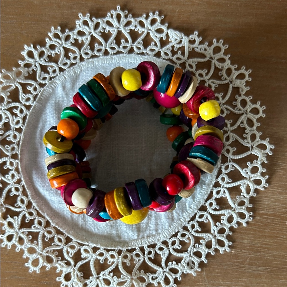 Colorful Wooden Bead Bracelet